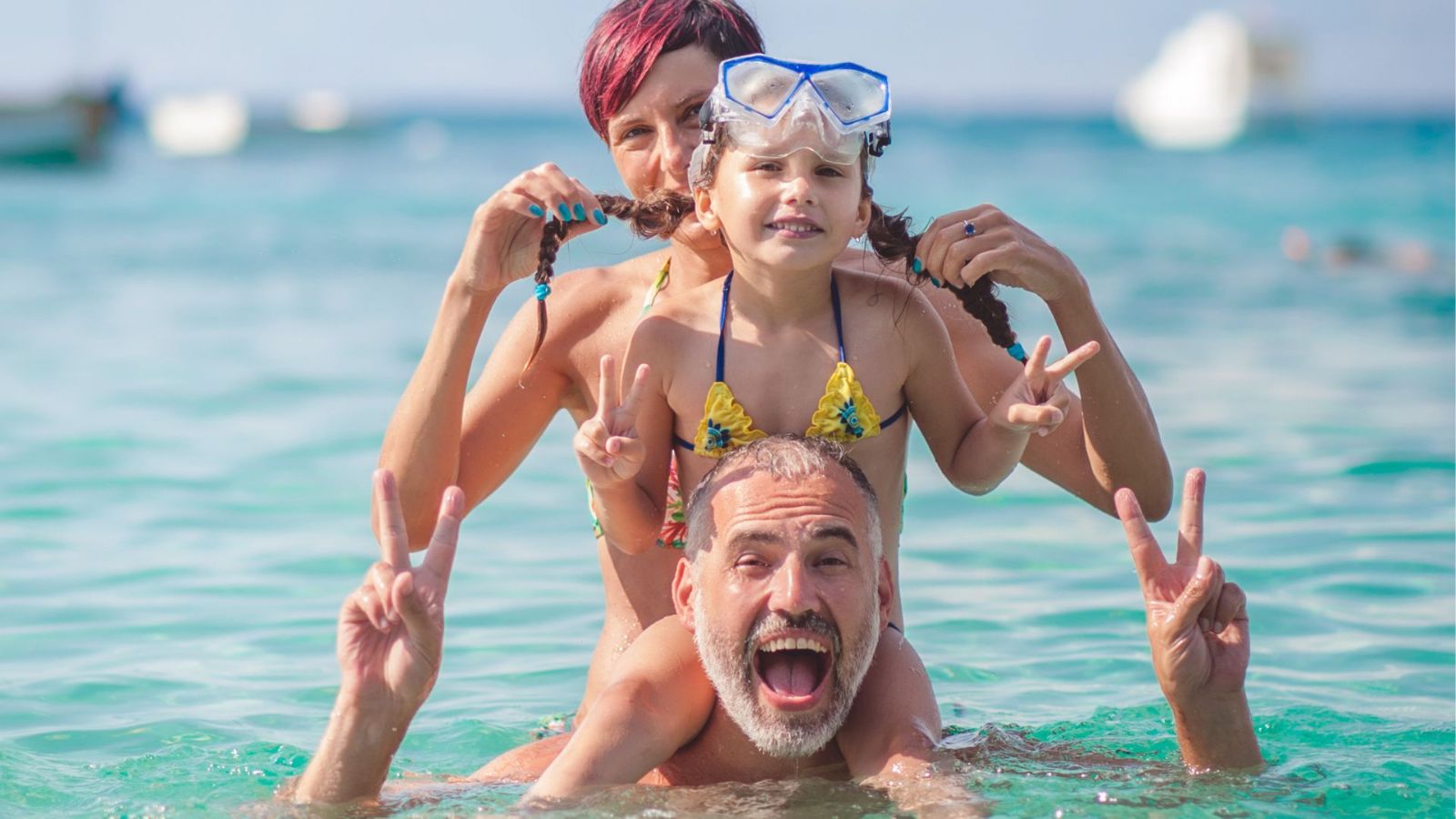 Famiglia in vacanza nel mare di Rimini